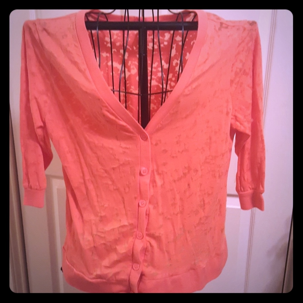 Orangy pink burnout cardigan